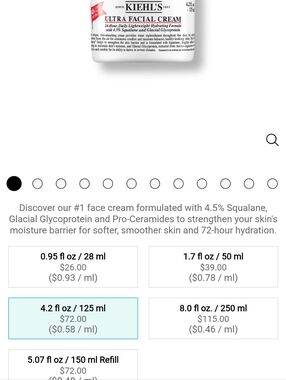 Kiehl's Ultra Facial Cream 4.2 fl. oz. 125 ml Size Total Packets